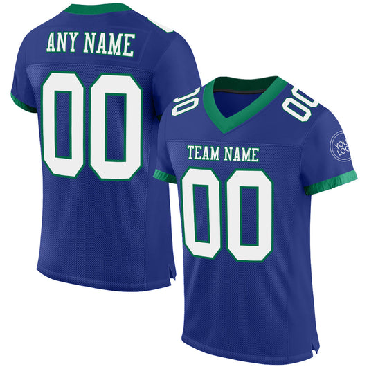 Custom Royal White-Kelly Green Mesh Authentic Football Jersey - Sky-Custom