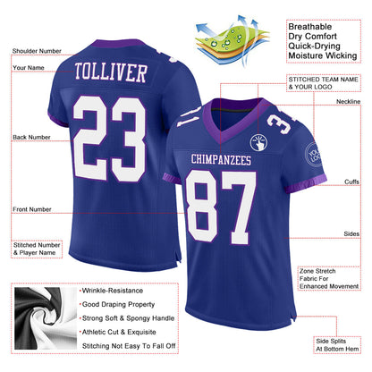 Custom Royal White-Purple Mesh Authentic Football Jersey - Sky-Custom