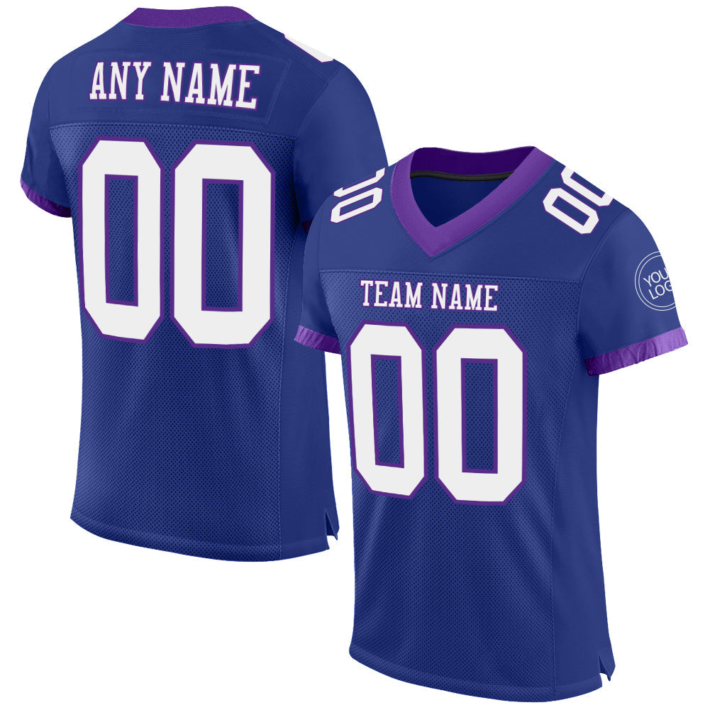 Custom Royal White-Purple Mesh Authentic Football Jersey - Sky-Custom