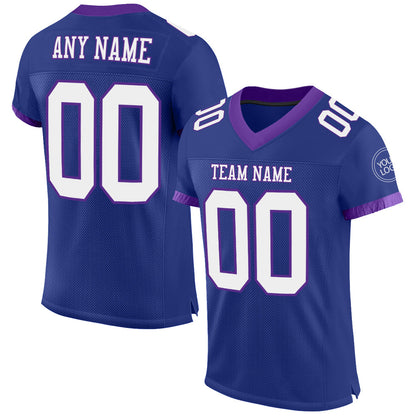 Custom Royal White-Purple Mesh Authentic Football Jersey - Sky-Custom