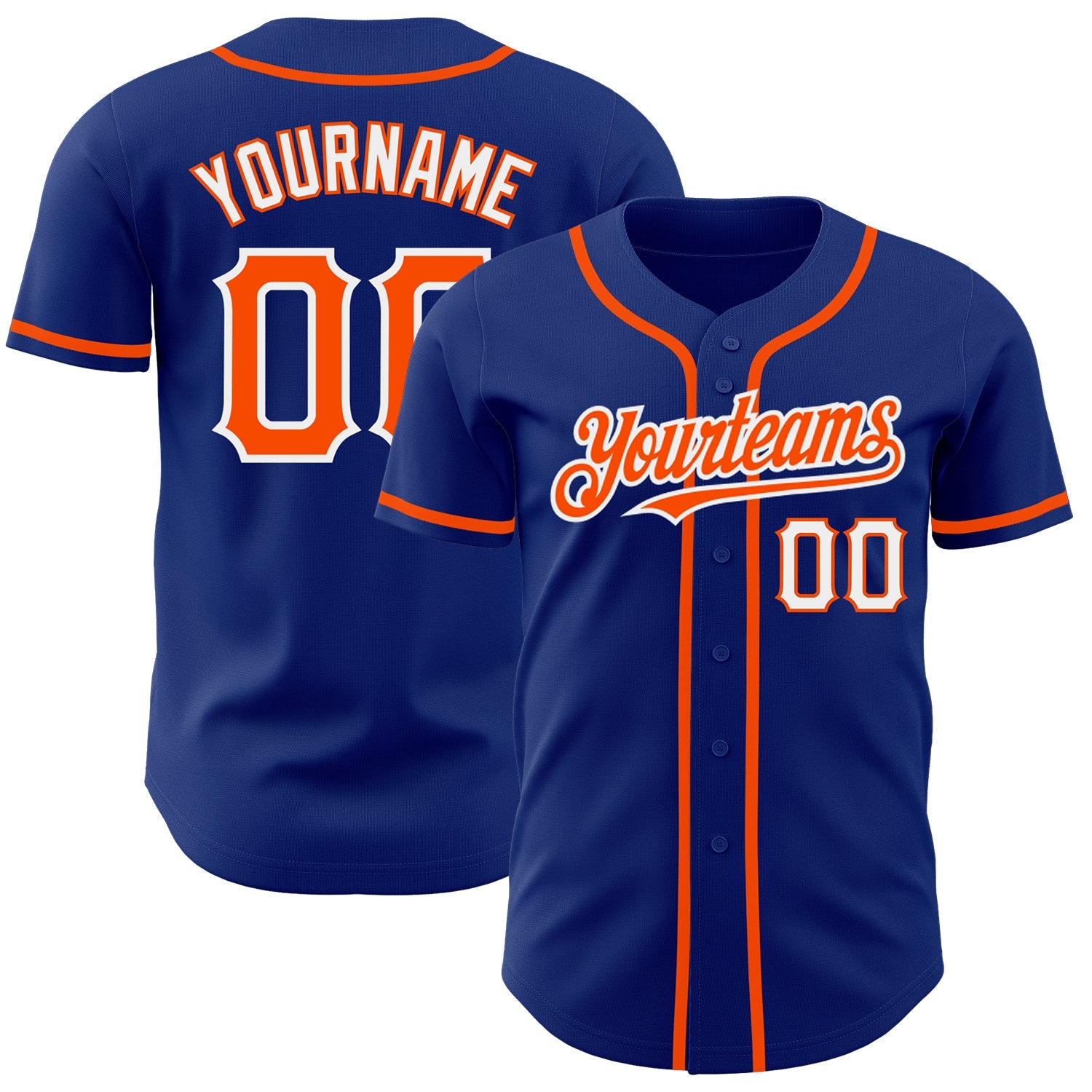 Custom Royal Orange-White Authentic Baseball Jersey - Sky-Custom