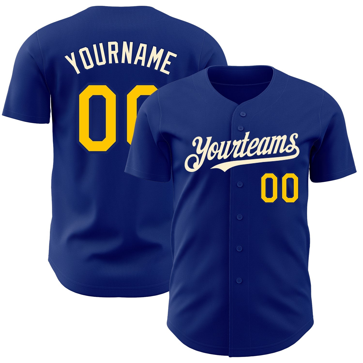 Custom Royal Yellow-Cream Authentic Baseball Jersey - Sky-Custom