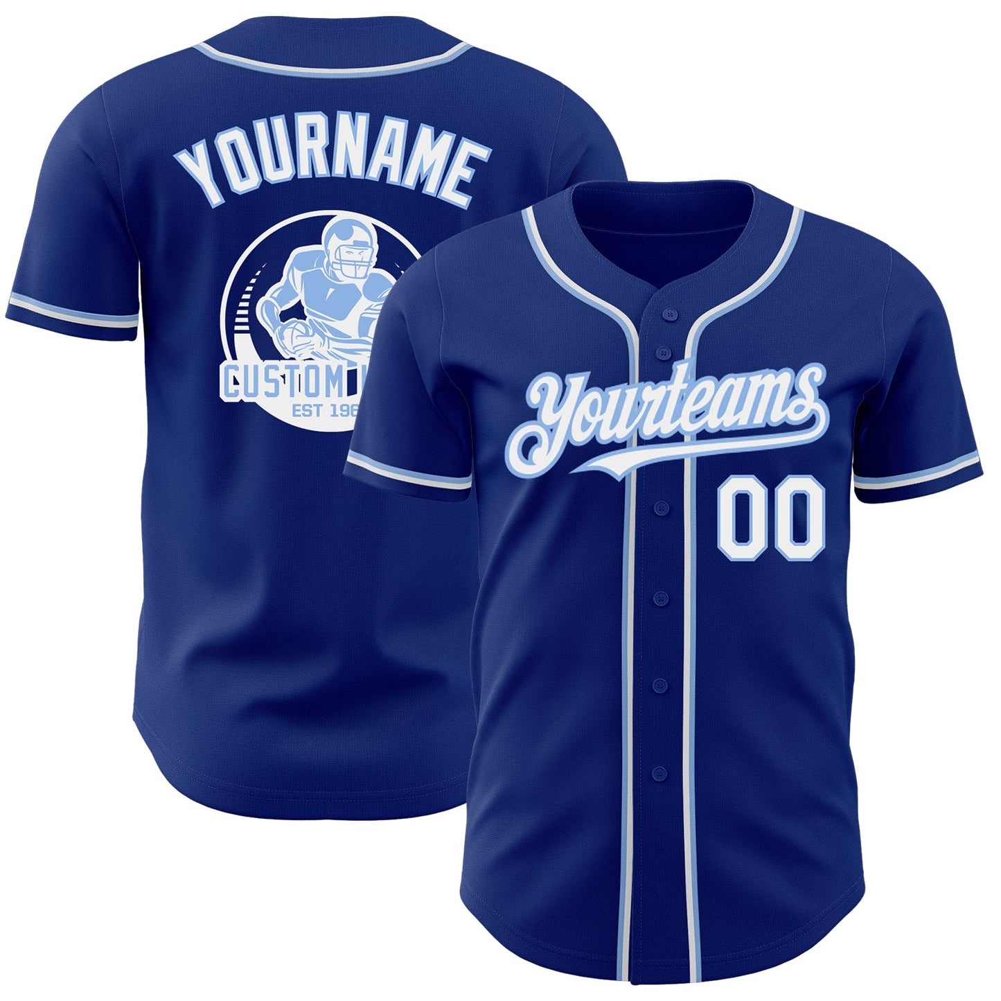 Custom Royal White-Light Blue Authentic Baseball Jersey - Sky-Custom