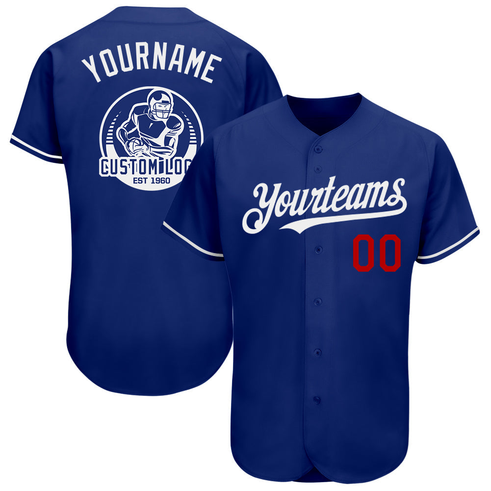 Custom Royal Red-White Authentic Baseball Jersey - Sky-Custom