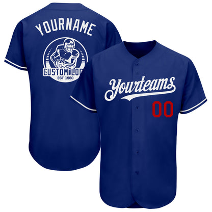 Custom Royal Red-White Authentic Baseball Jersey - Sky-Custom