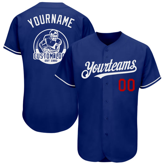 Custom Royal Red-White Authentic Baseball Jersey - Sky-Custom