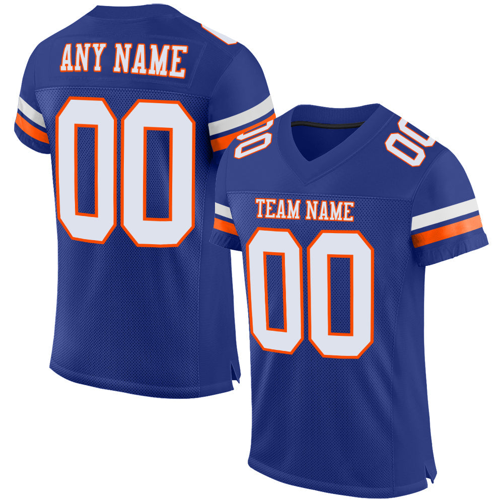 Custom Royal White-Orange Mesh Authentic Football Jersey - Sky-Custom