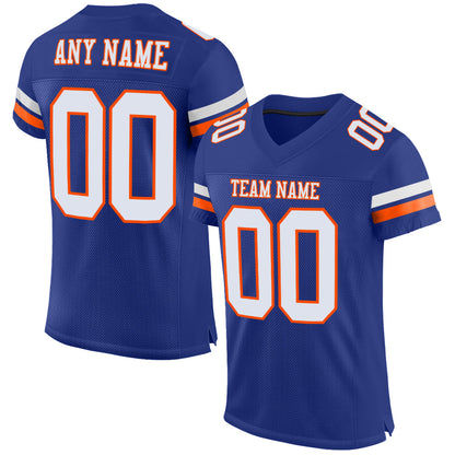 Custom Royal White-Orange Mesh Authentic Football Jersey - Sky-Custom