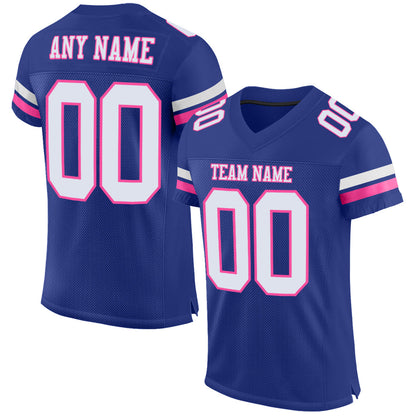 Custom Royal White-Pink Mesh Authentic Football Jersey - Sky-Custom