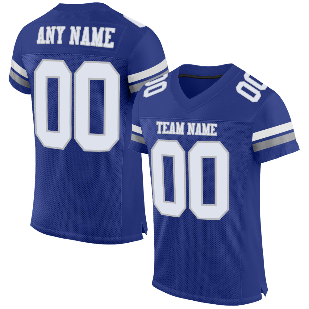 Custom Royal White-Gray Mesh Authentic Football Jersey - Sky-Custom