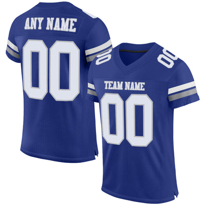 Custom Royal White-Gray Mesh Authentic Football Jersey - Sky-Custom