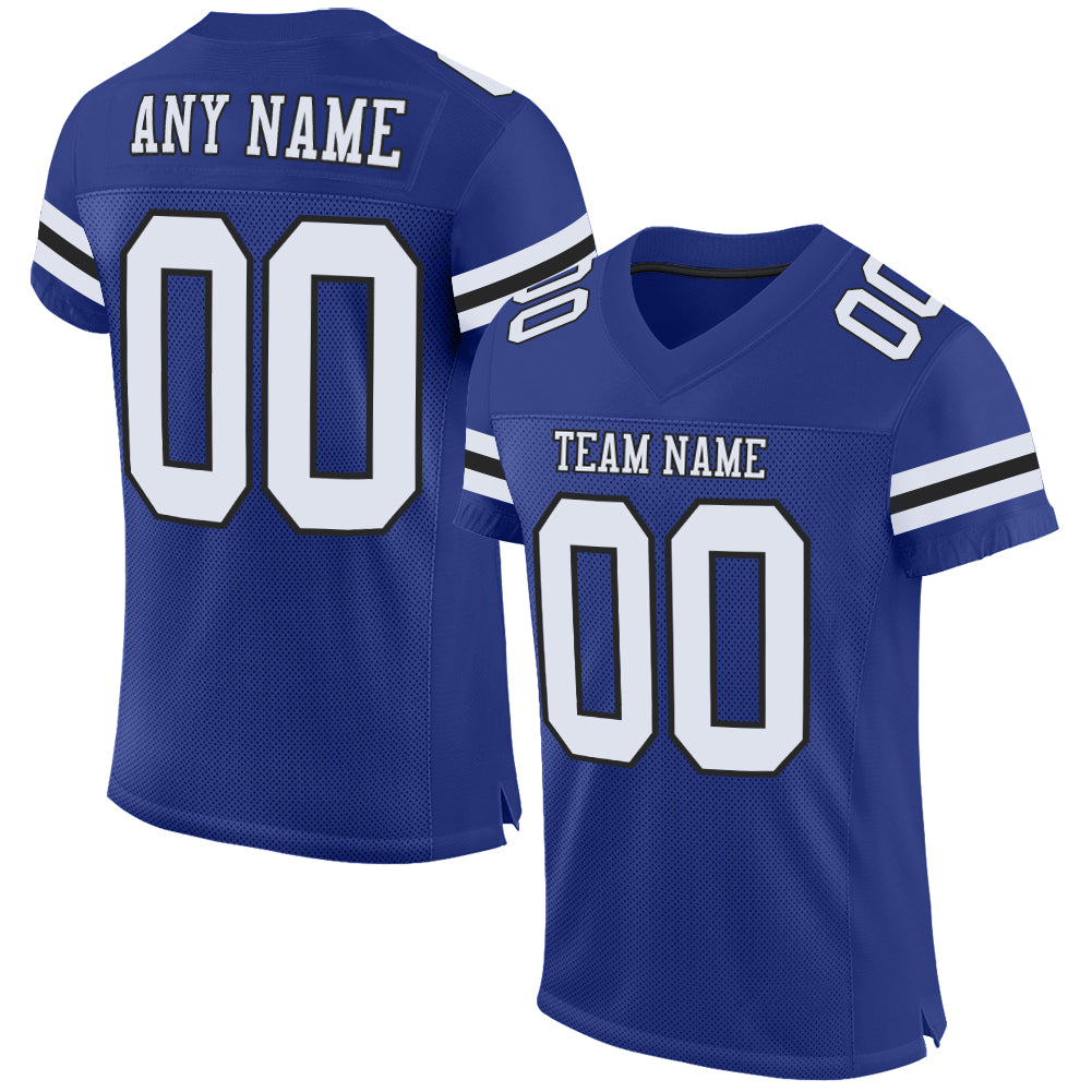 Custom Royal White-Black Mesh Authentic Football Jersey - Sky-Custom