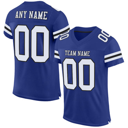 Custom Royal White-Black Mesh Authentic Football Jersey - Sky-Custom