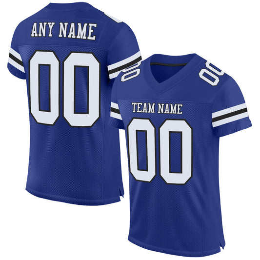 Custom Royal White-Black Mesh Authentic Football Jersey - Sky-Custom