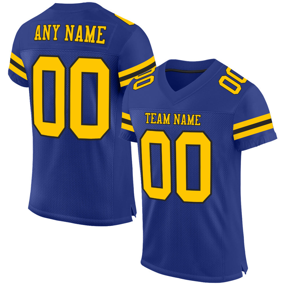 Custom Royal Yellow-Black Mesh Authentic Football Jersey - Sky-Custom