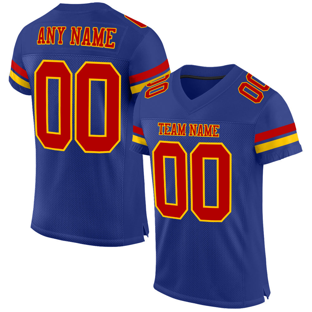 Custom Royal Red-Yellow Mesh Authentic Football Jersey - Sky-Custom