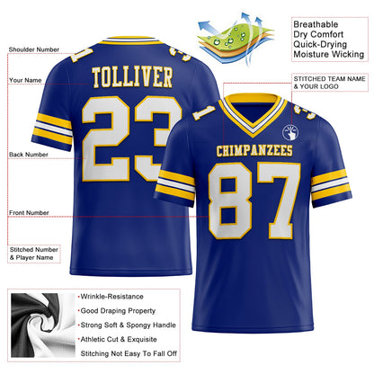 Custom Royal White-Yellow Mesh Authentic Football Jersey - Sky-Custom