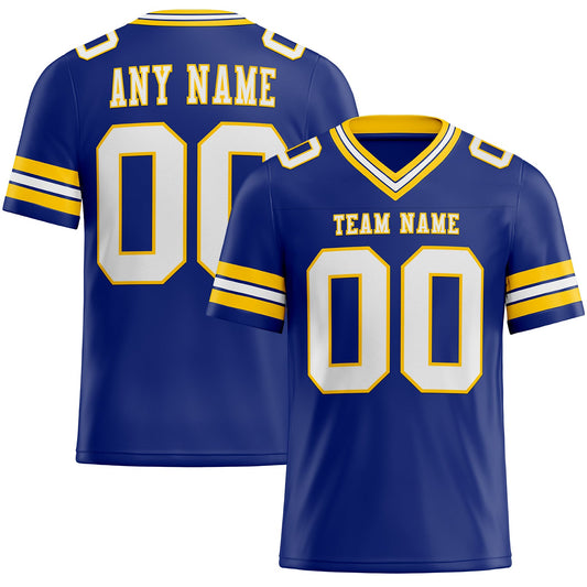 Custom Royal White-Yellow Mesh Authentic Football Jersey - Sky-Custom