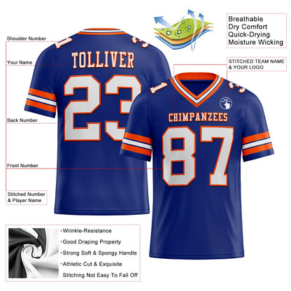 Custom Royal White-Orange Mesh Authentic Football Jersey - Sky-Custom
