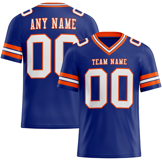 Custom Royal White-Orange Mesh Authentic Football Jersey - Sky-Custom