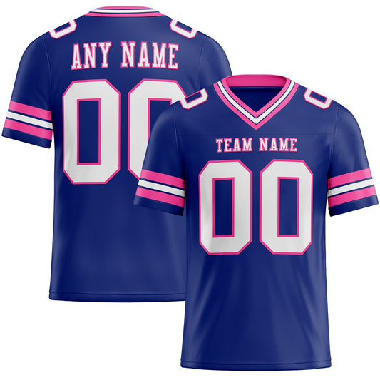 Custom Royal White-Pink Mesh Authentic Football Jersey - Sky-Custom
