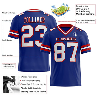 Custom Royal White-Red Mesh Authentic Football Jersey - Sky-Custom