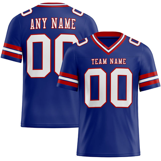 Custom Royal White-Red Mesh Authentic Football Jersey - Sky-Custom