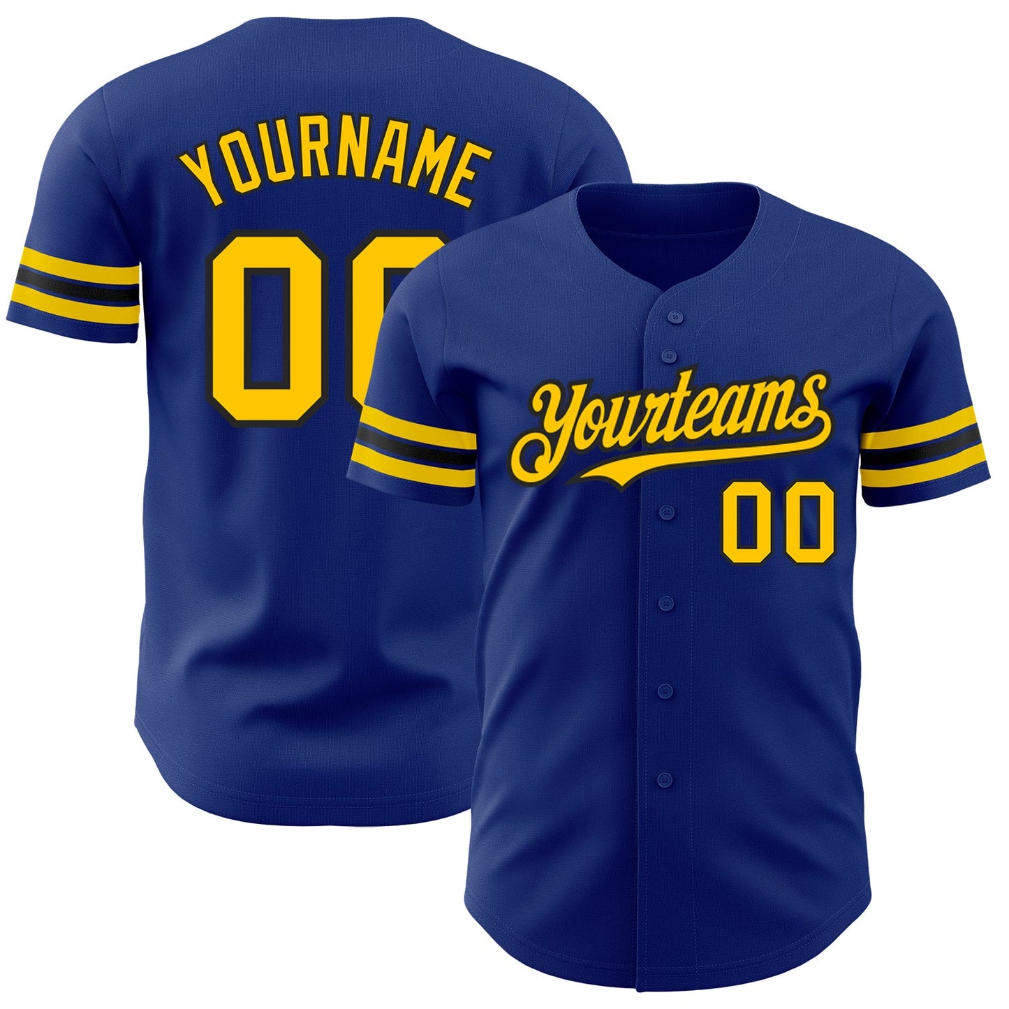 Custom Royal Yellow-Black Authentic Baseball Jersey - Sky-Custom