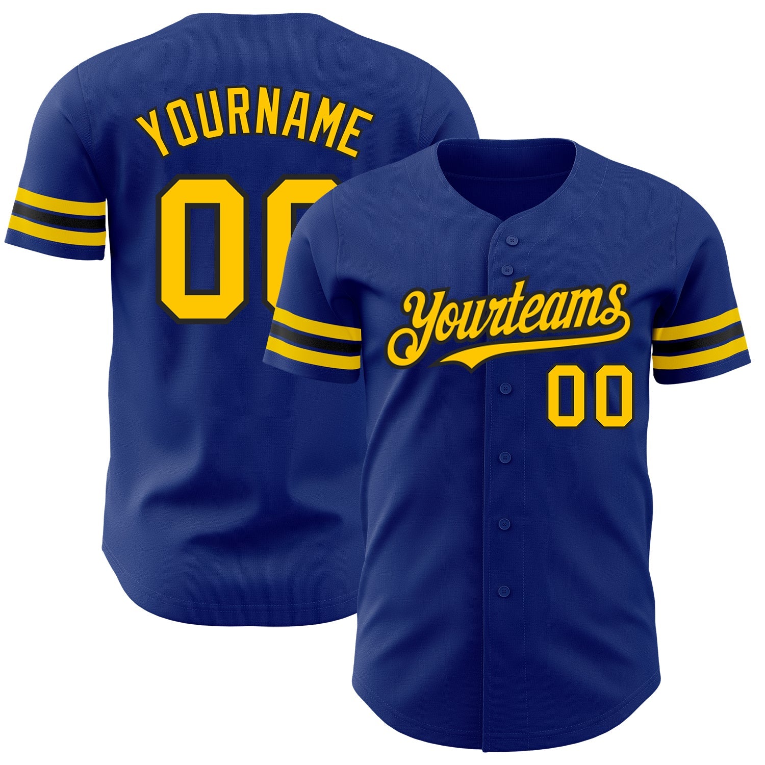 Custom Royal Yellow-Black Authentic Baseball Jersey - Sky-Custom