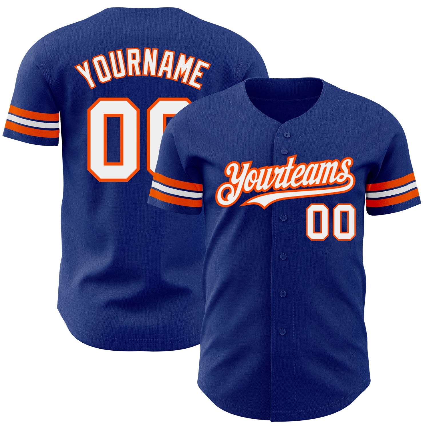 Custom Royal White-Orange Authentic Baseball Jersey - Sky-Custom