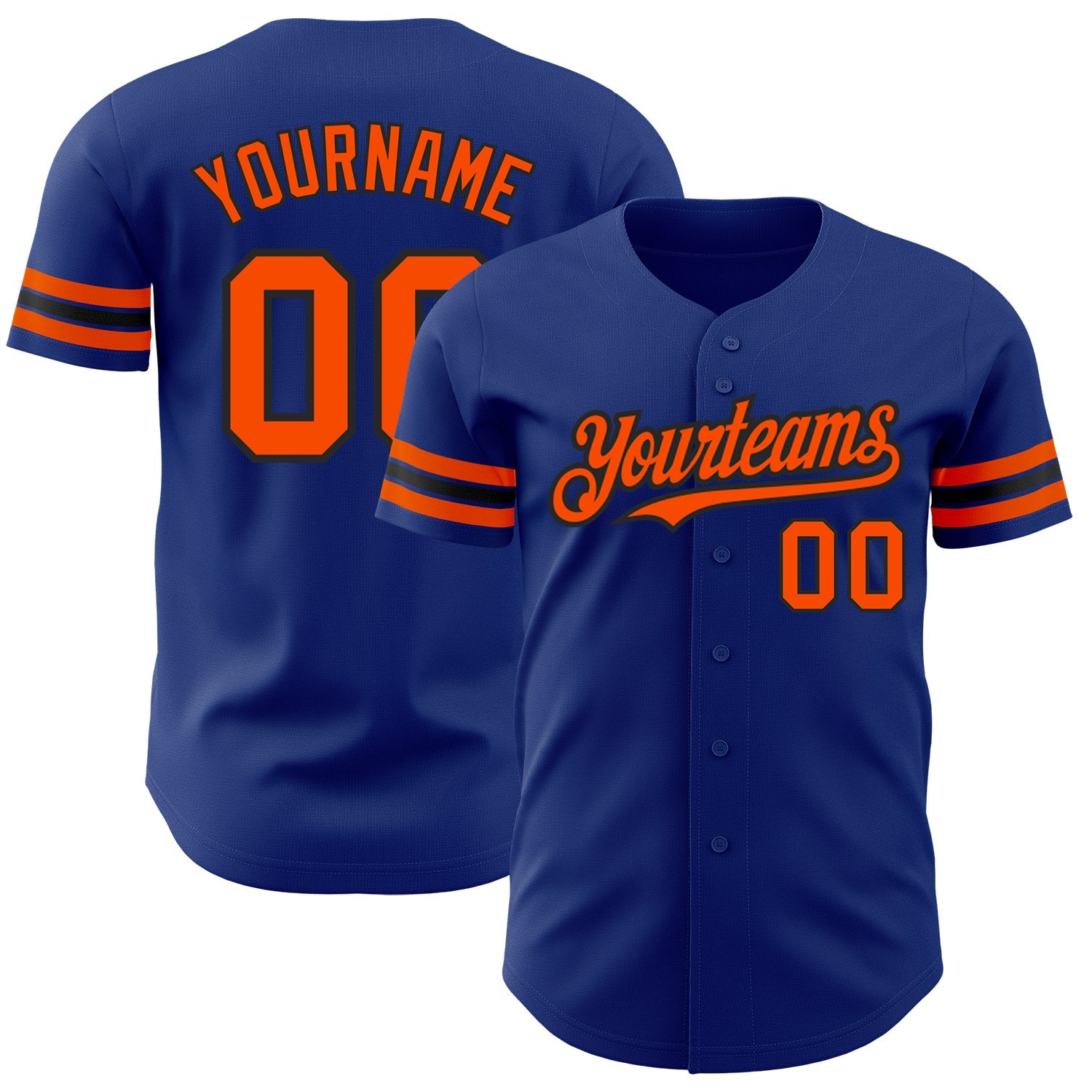 Custom Royal Orange-Black Authentic Baseball Jersey - Sky-Custom