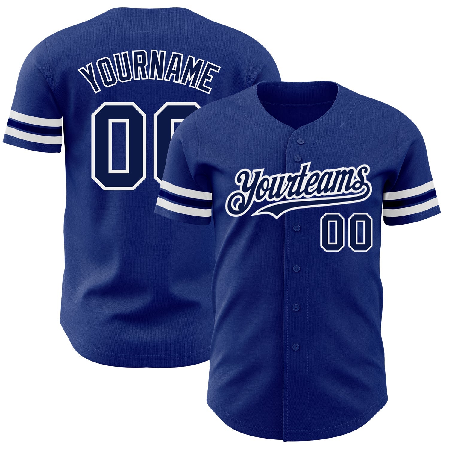Custom Royal Navy-White Authentic Baseball Jersey - Sky-Custom