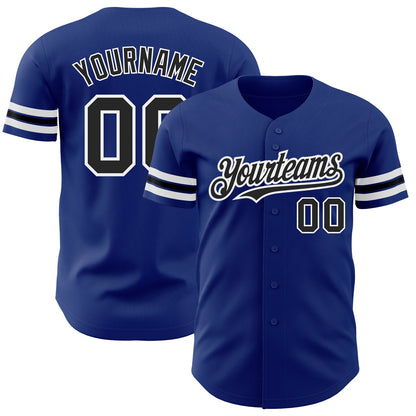 Custom Royal Black-White Authentic Baseball Jersey - Sky-Custom