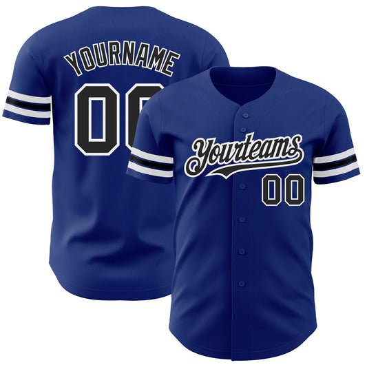 Custom Royal Black-White Authentic Baseball Jersey - Sky-Custom