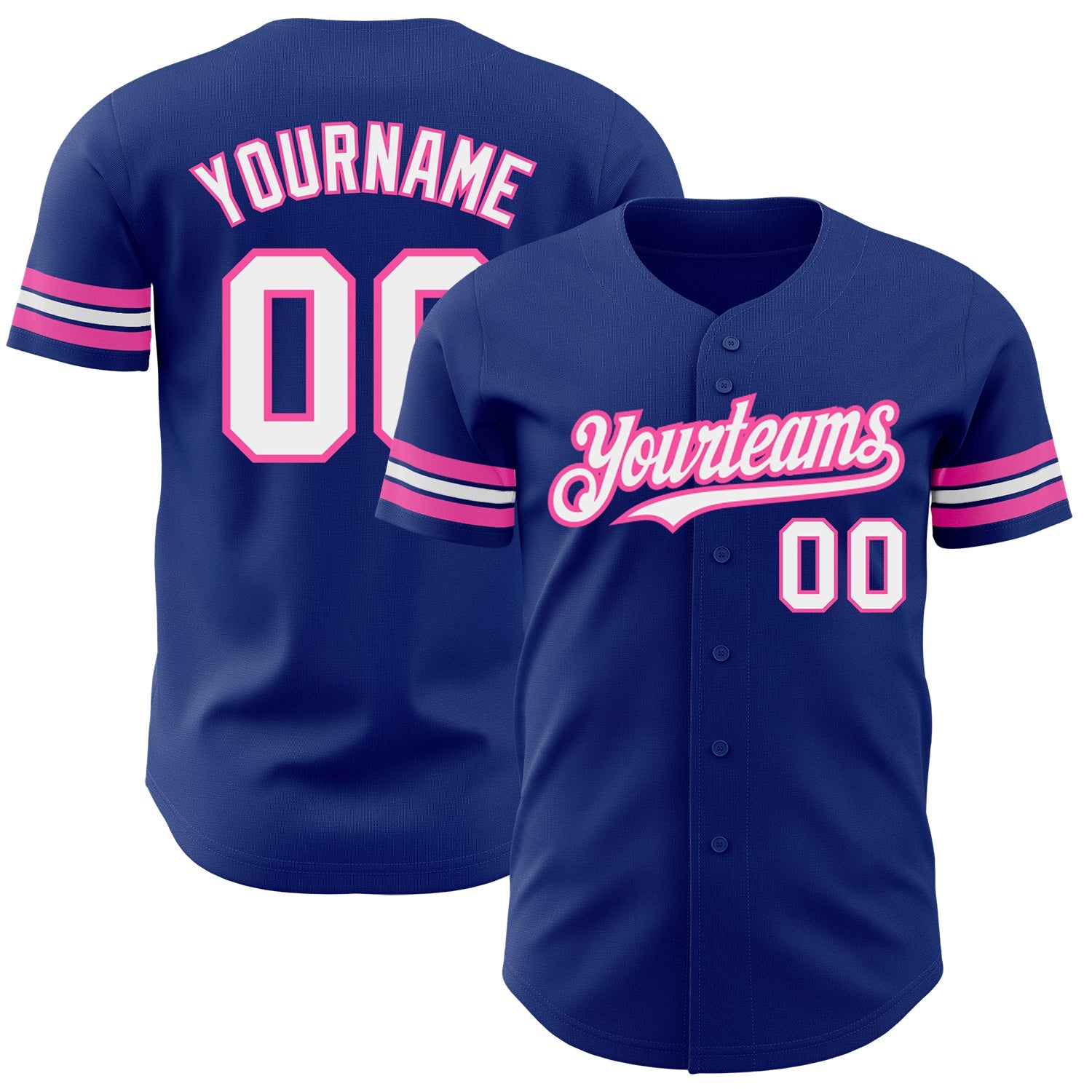 Custom Royal White-Pink Authentic Baseball Jersey - Sky-Custom