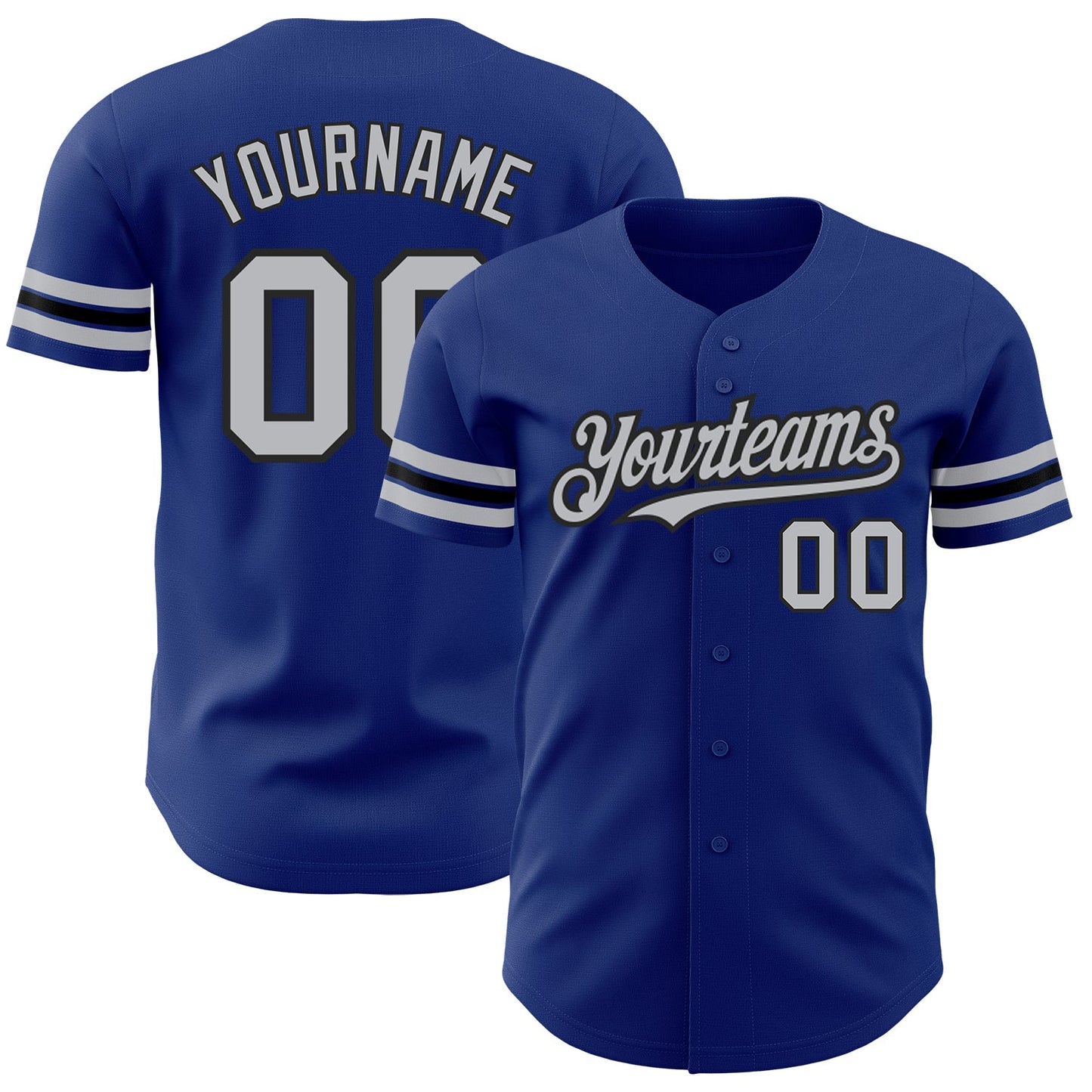 Custom Royal Gray-Black Authentic Baseball Jersey - Sky-Custom