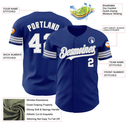 Custom Royal White-Gray Authentic Baseball Jersey - Sky-Custom