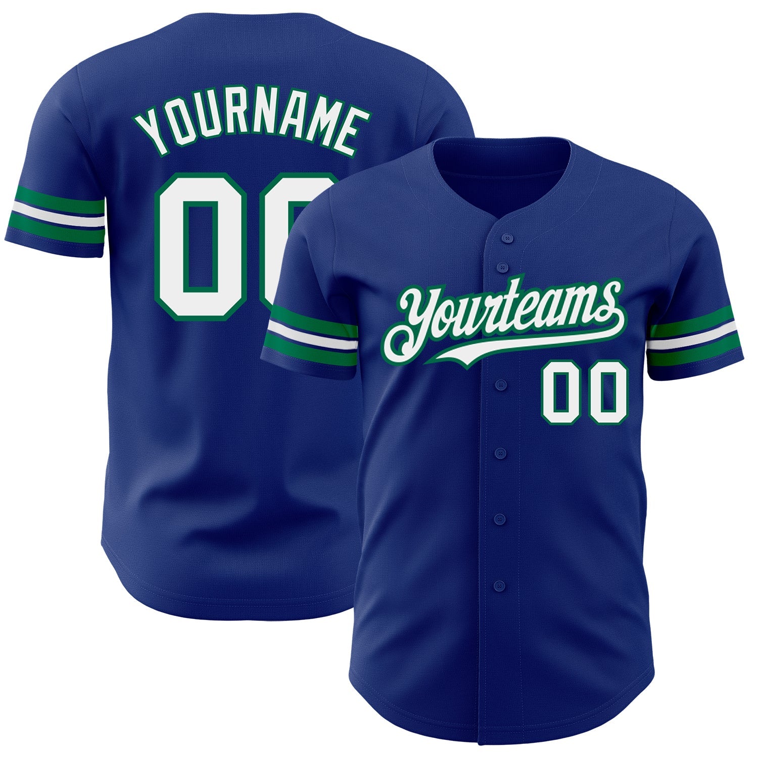 Custom Royal White-Kelly Green Authentic Baseball Jersey - Sky-Custom