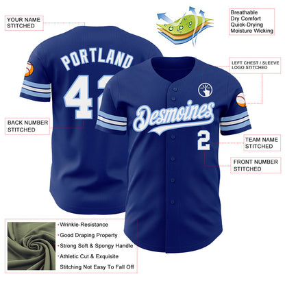 Custom Royal White-Light Blue Authentic Baseball Jersey - Sky-Custom
