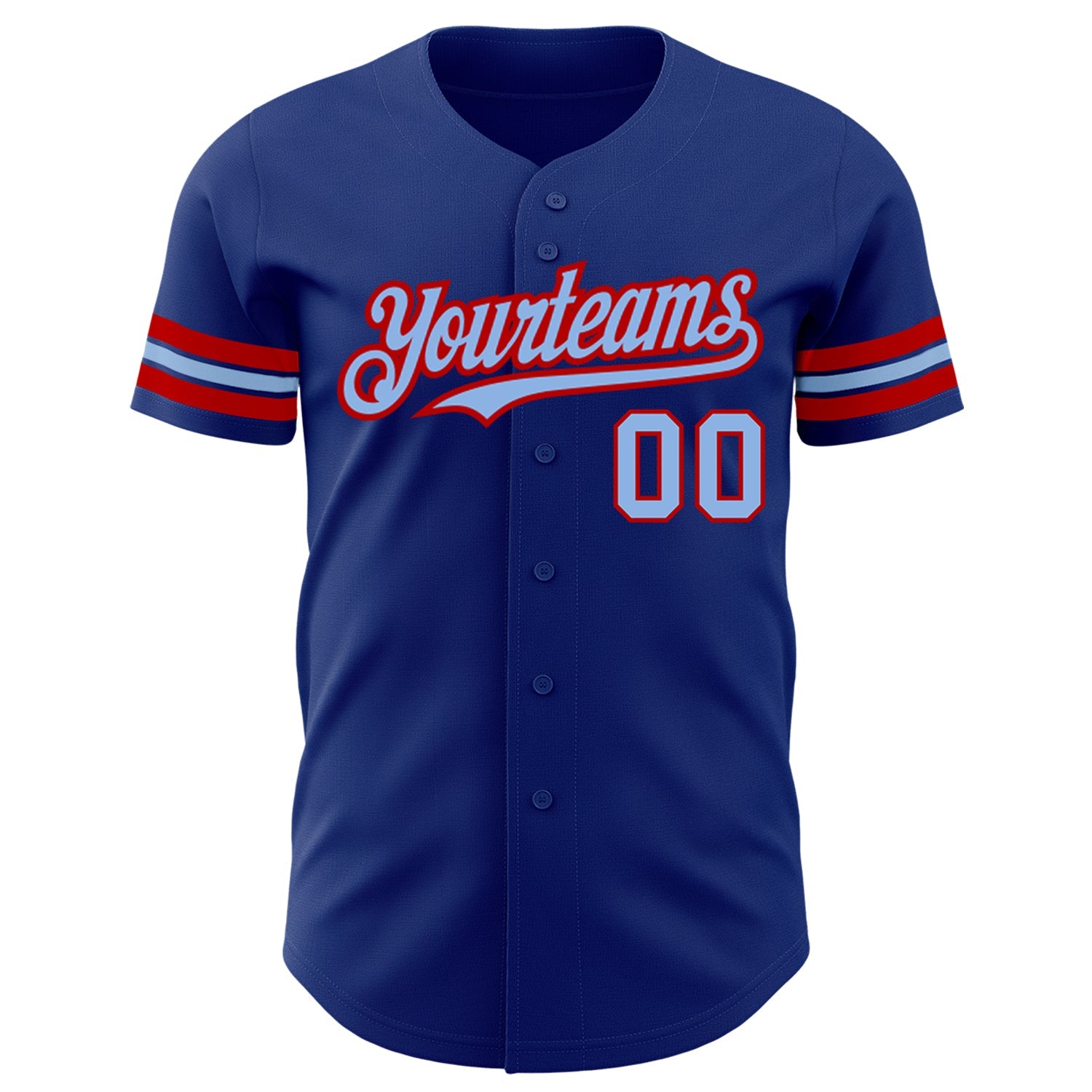 Custom Royal Light Blue-Red Authentic Baseball Jersey - Sky-Custom