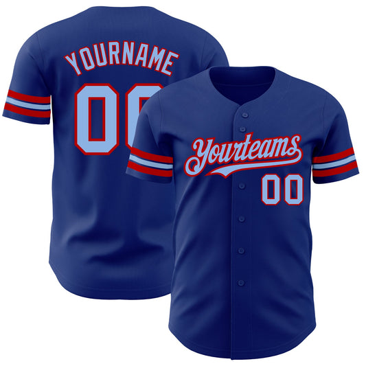 Custom Royal Light Blue-Red Authentic Baseball Jersey - Sky-Custom