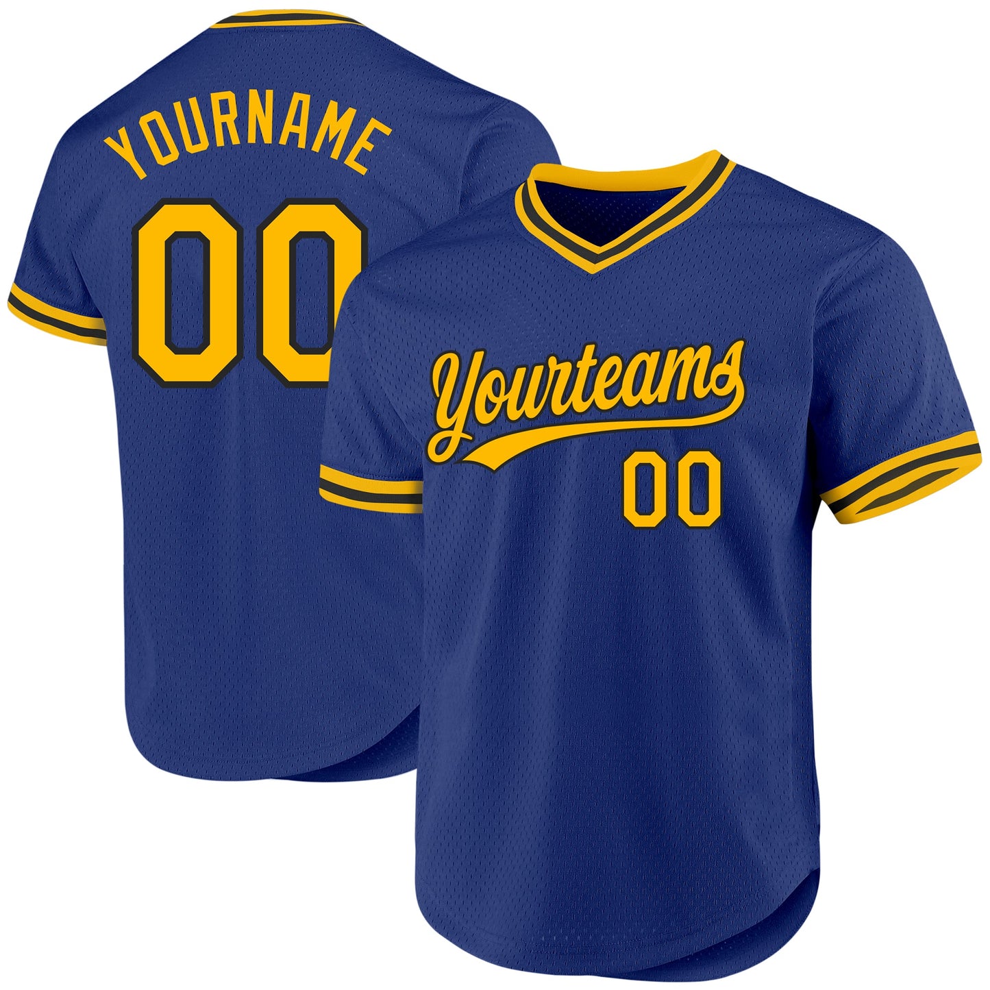 Custom Royal Gold-Black Authentic Throwback Baseball Jersey - Sky-Custom
