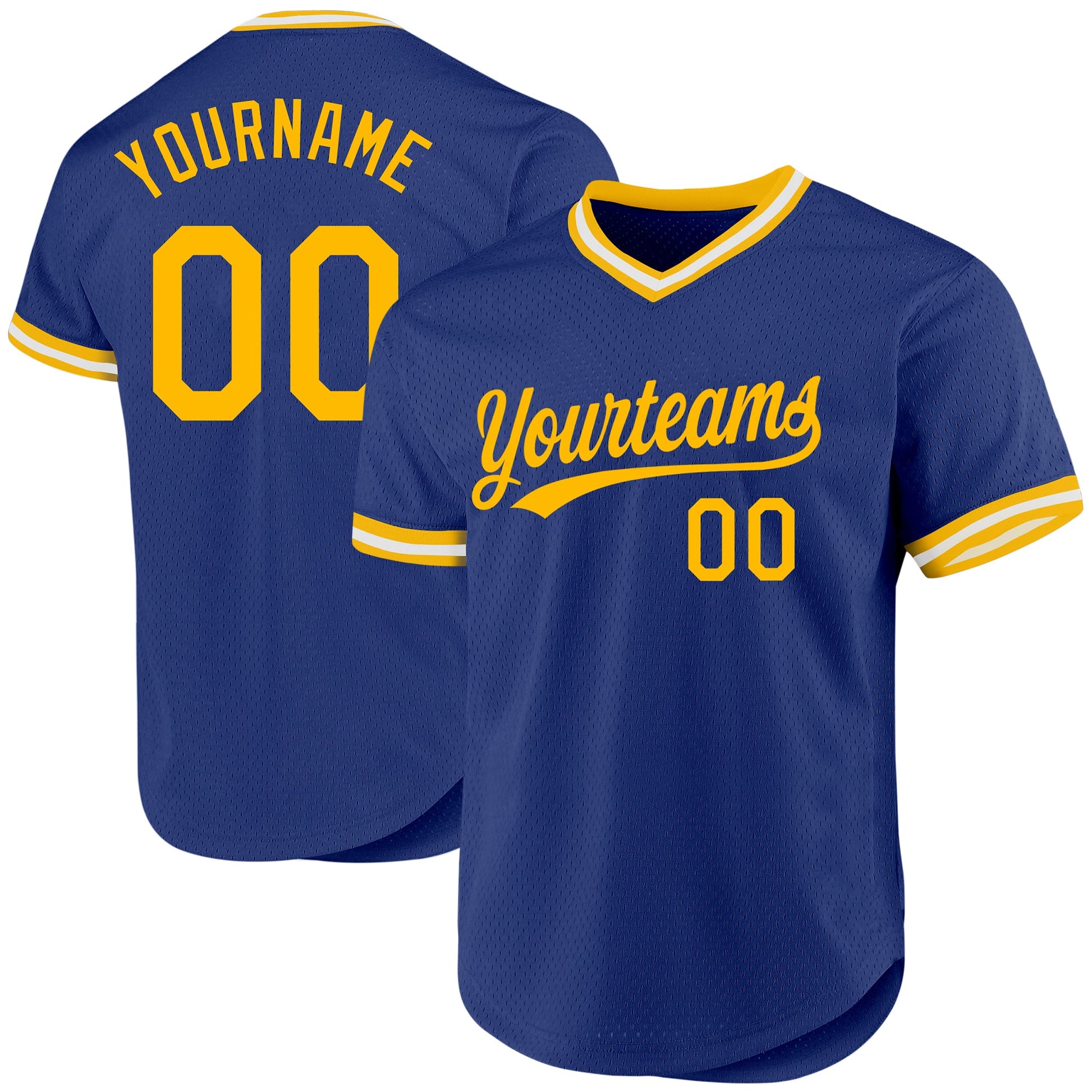 Custom Royal Gold-White Authentic Throwback Baseball Jersey - Sky-Custom