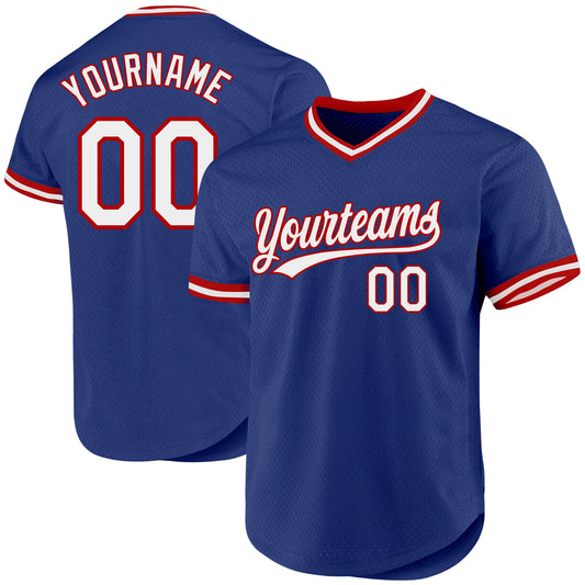 Custom Royal White-Red Authentic Throwback Baseball Jersey - Sky-Custom