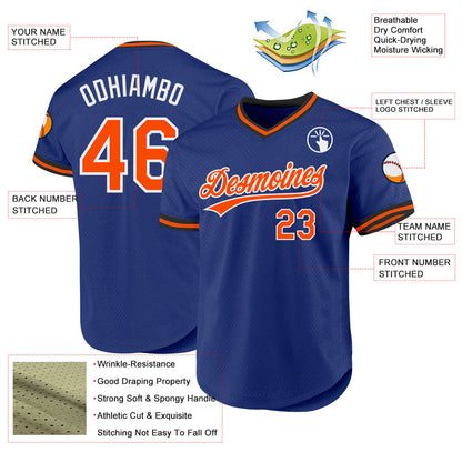 Custom Royal Orange-White Authentic Throwback Baseball Jersey - Sky-Custom