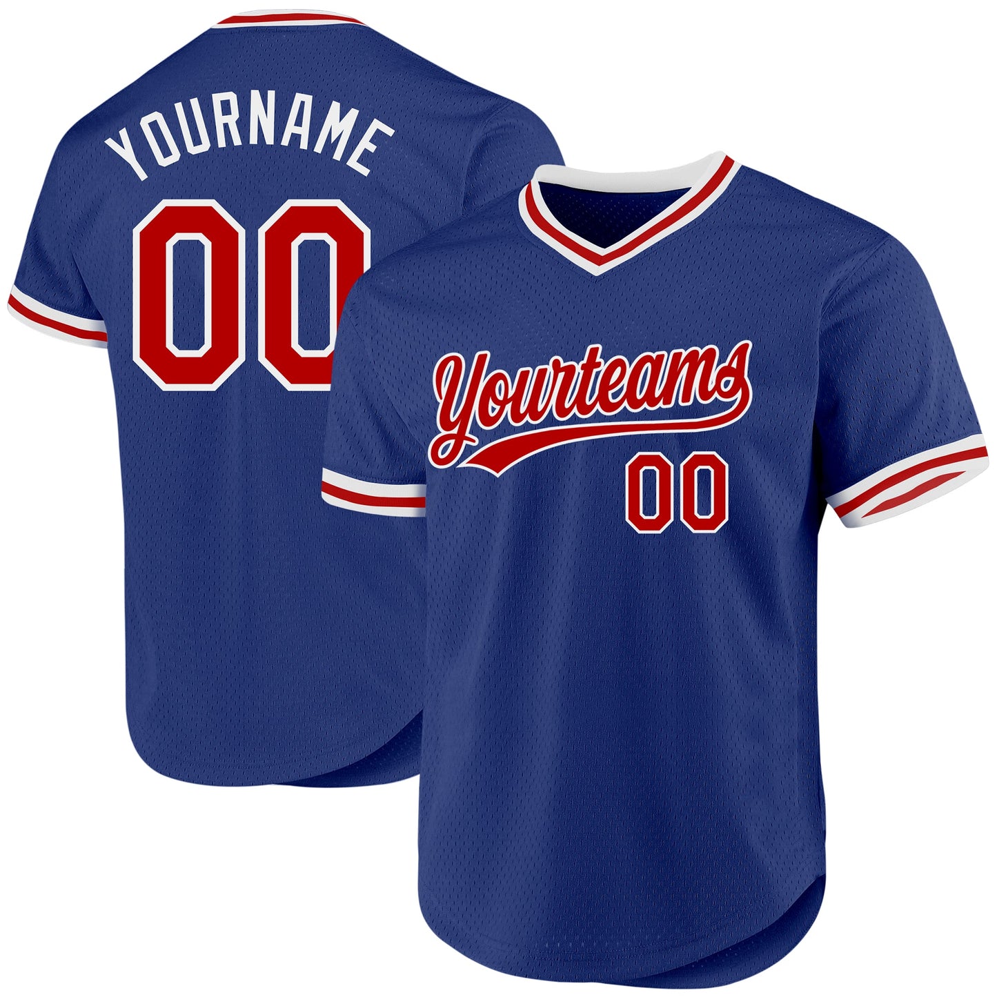 Custom Royal Red-White Authentic Throwback Baseball Jersey - Sky-Custom