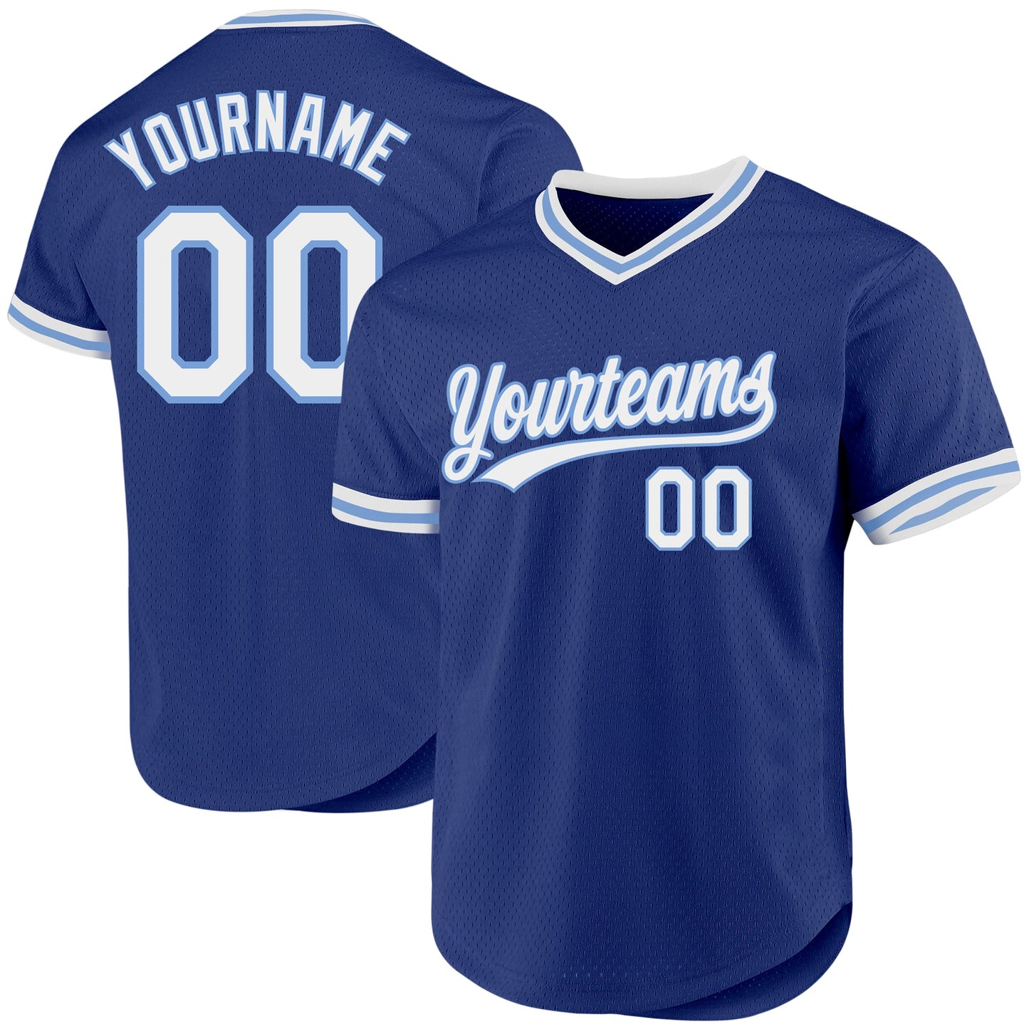 Custom Royal White-Light Blue Authentic Throwback Baseball Jersey - Sky-Custom