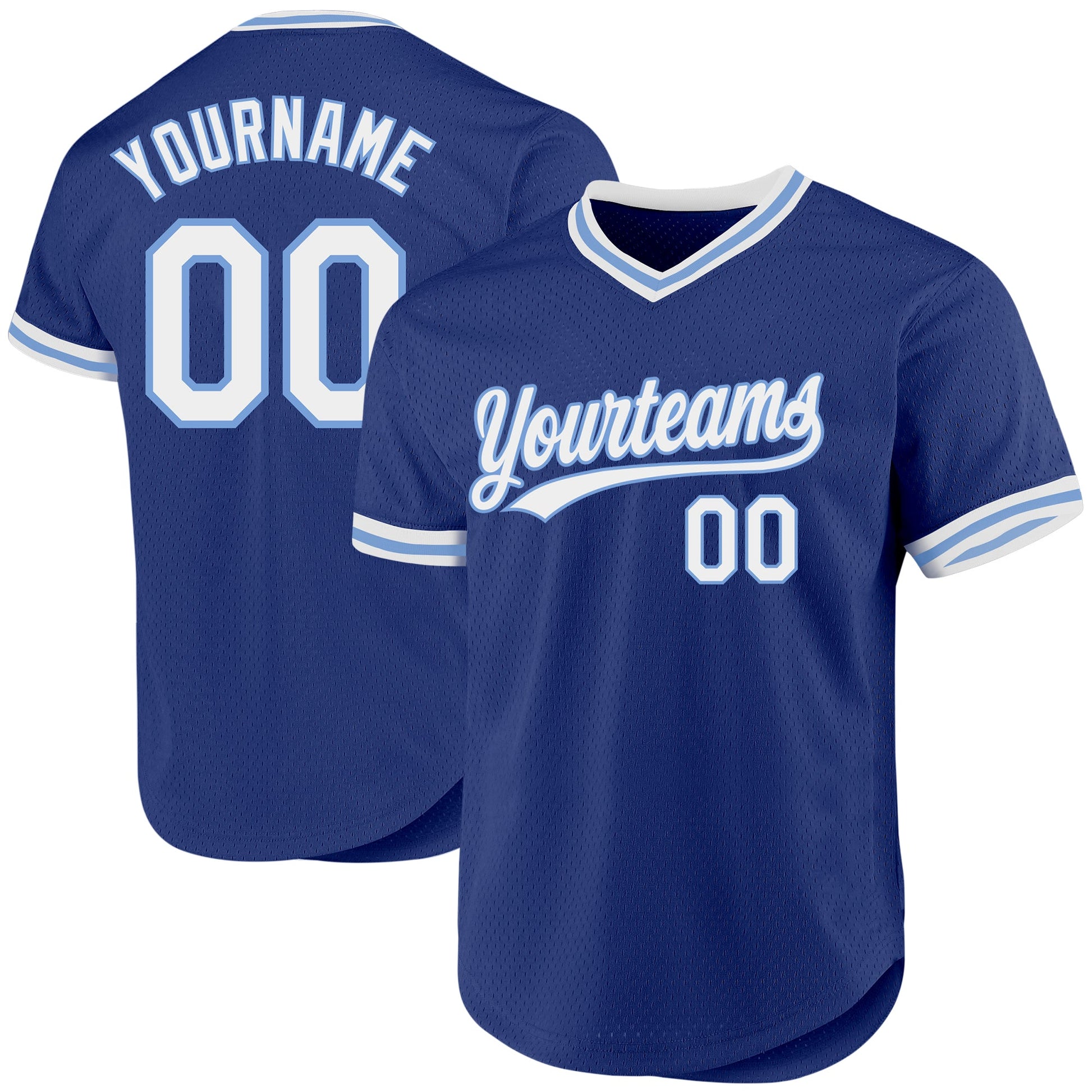 Custom Royal White-Light Blue Authentic Throwback Baseball Jersey - Sky-Custom