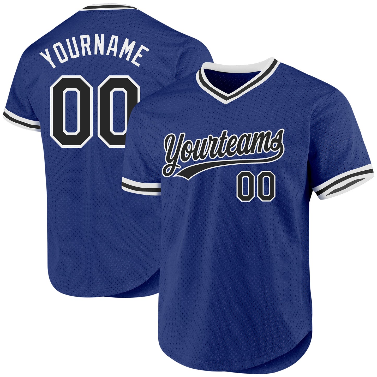 Custom Royal Black-White Authentic Throwback Baseball Jersey - Sky-Custom