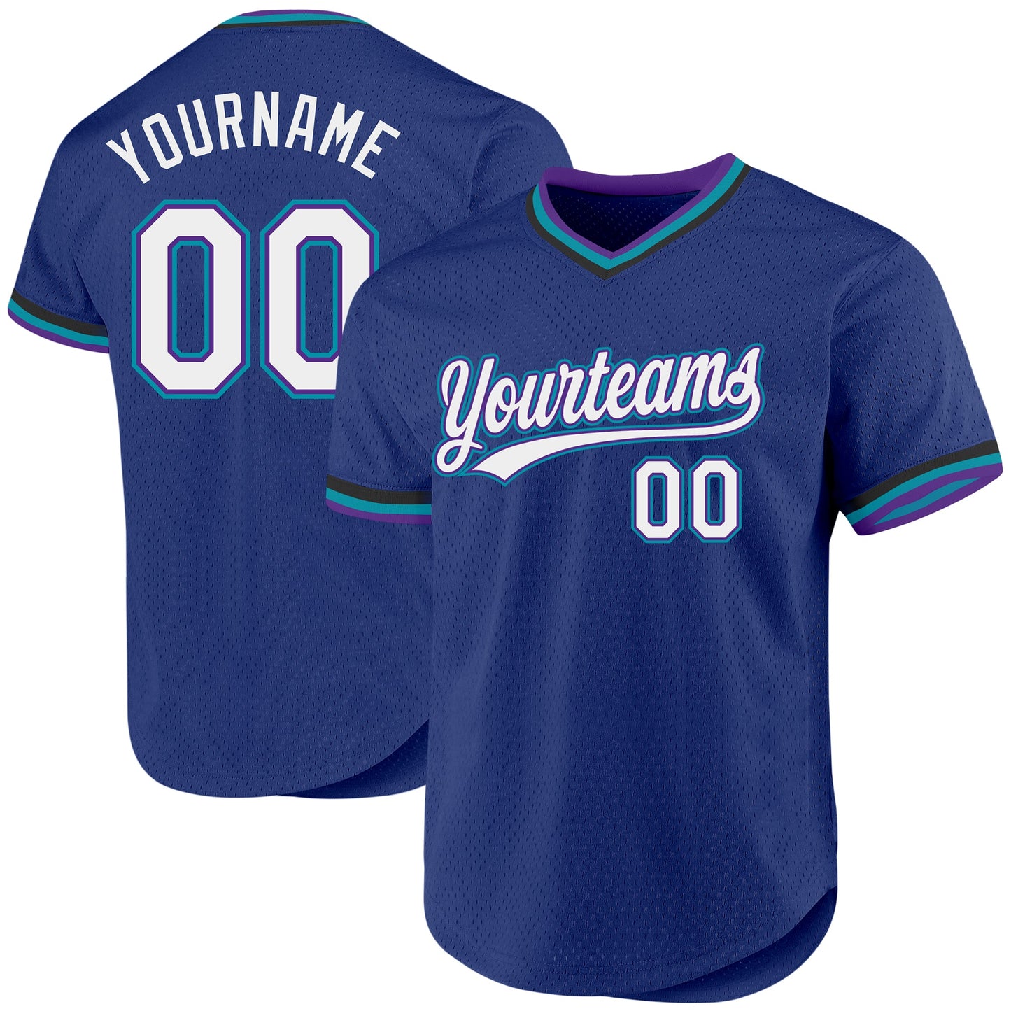Custom Royal Purple-Teal Authentic Throwback Baseball Jersey - Sky-Custom